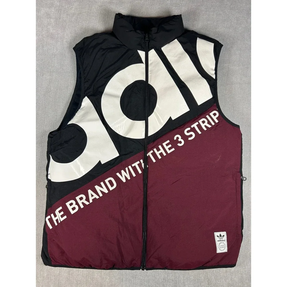 Adidas Originals Mens Puffer Vest Black Burgundy Colorblock BS2246 Size XL